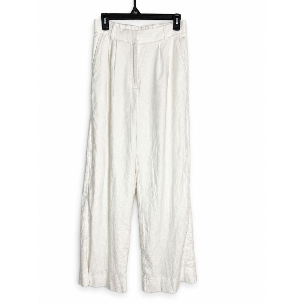 Abercrombie Sloane Linen Blend Wide Leg Pants White Size 28 6R - Picture 11 of 11
